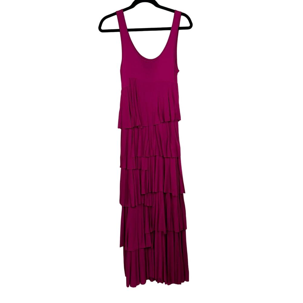 Soft Surroundings Maxi Dress Women PXS Magenta Dominique Tiered Ruffle Modal - Picture 2 of 7